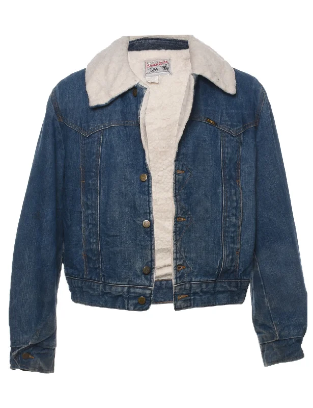 Exquisite Embroidery Lee Shearling Denim Jacket - L