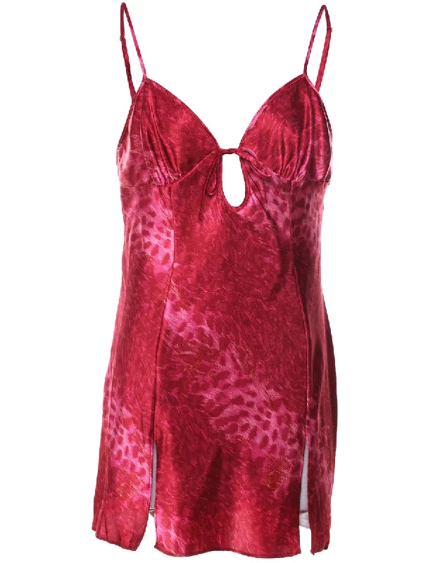 Celebrity Style Leopard Pattern Pink 1990s Slip - L
