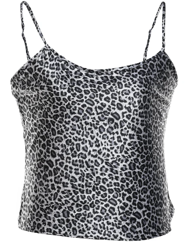 Exquisite Details Leopard Print Black & White Strappy Cami Top - S