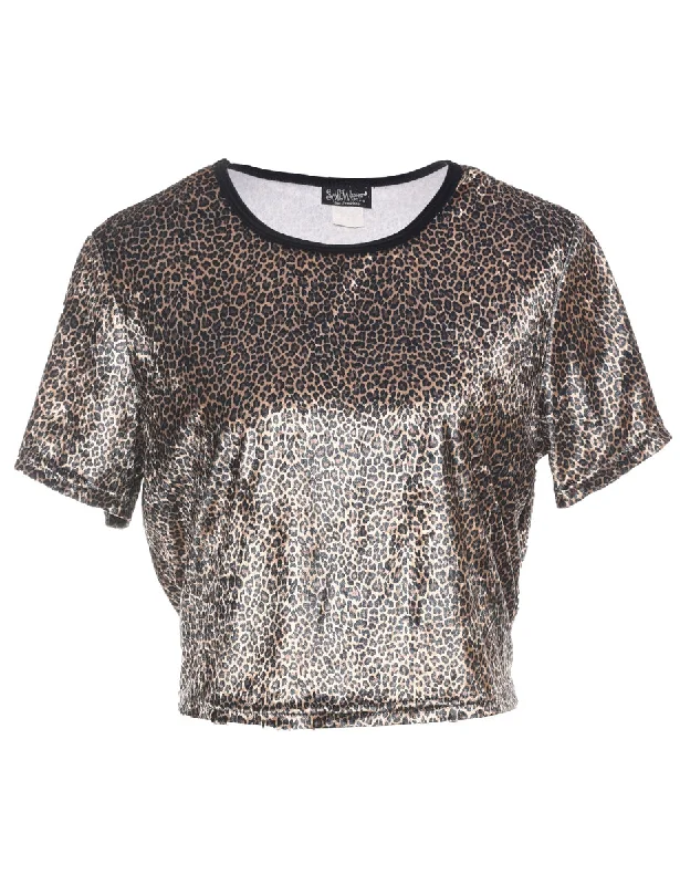 Free Design Leopard Print Crop Top - L