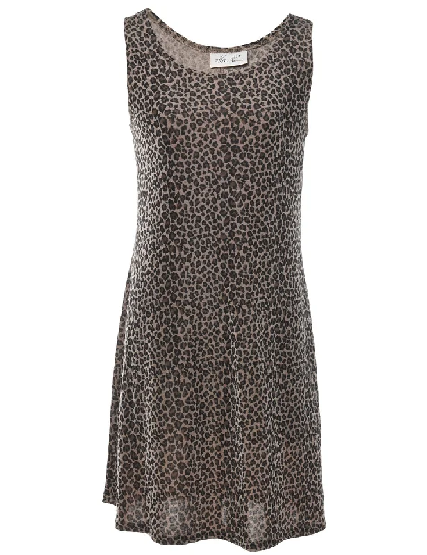 Versatile Wear Leopard Print Dress - M