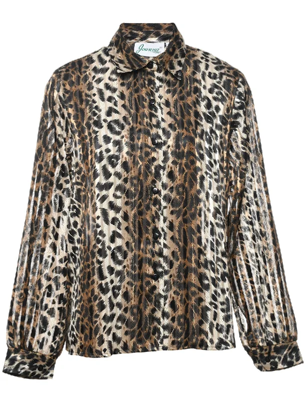 Luxe Comfort Leopard Print Evening Shirt - M