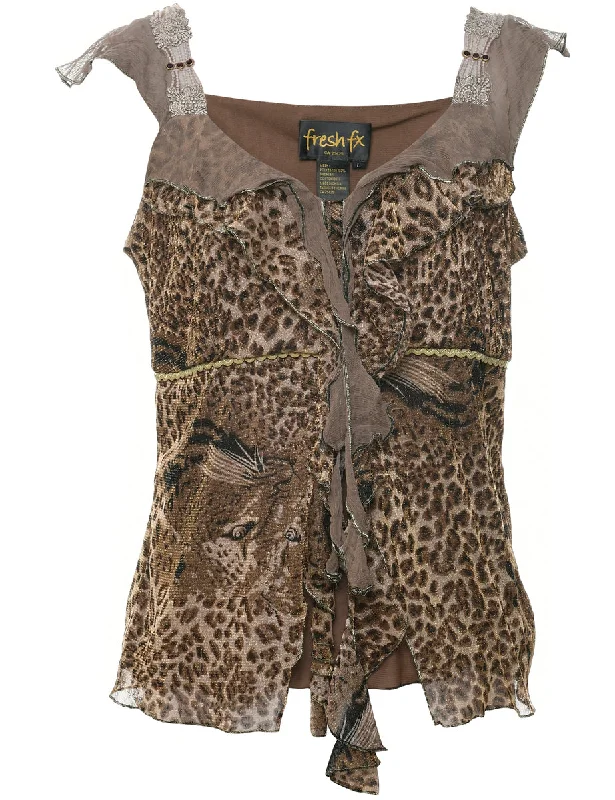 Breezy Style Leopard Print Evening Top - L