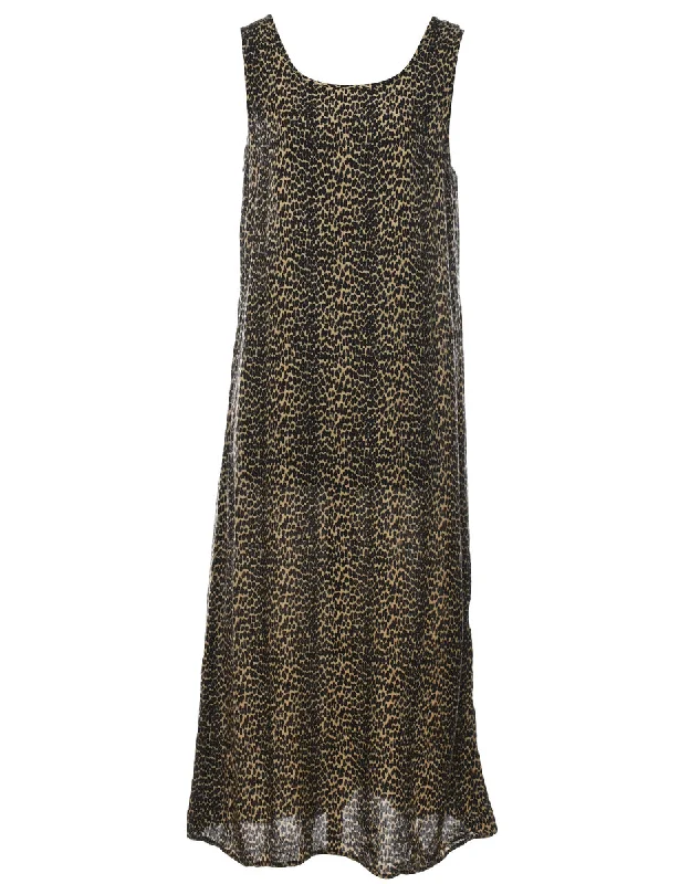 Trendy Wear Leopard Print Maxi Dress - L