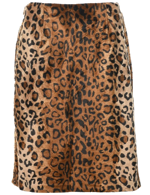 Everyday Style Leopard Print Pencil Skirt - M