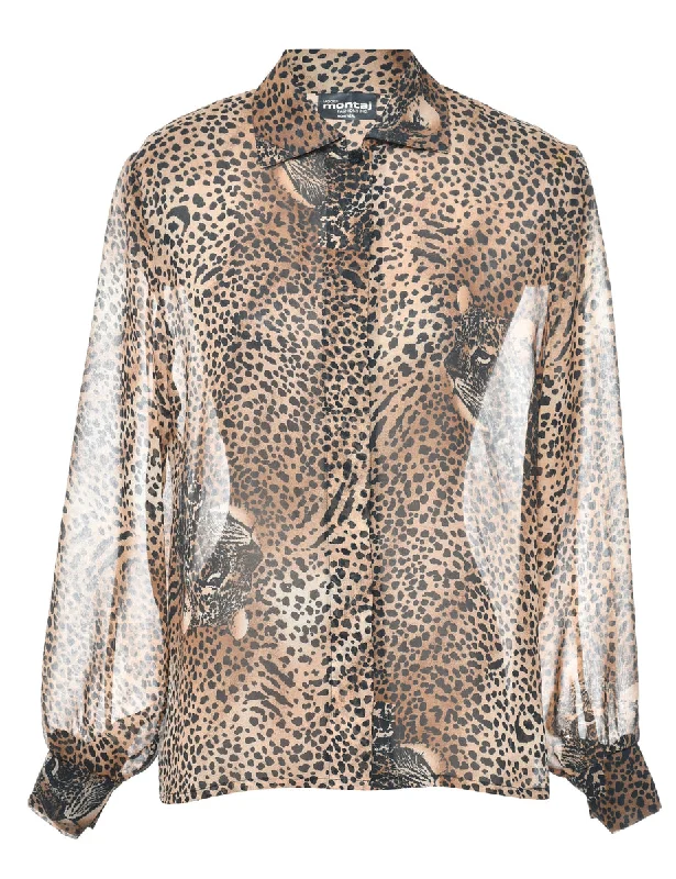 Relaxed Chic Leopard Print Shirt - L