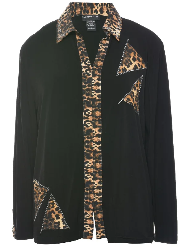 Stylish Jackets Leopard Print Top - L