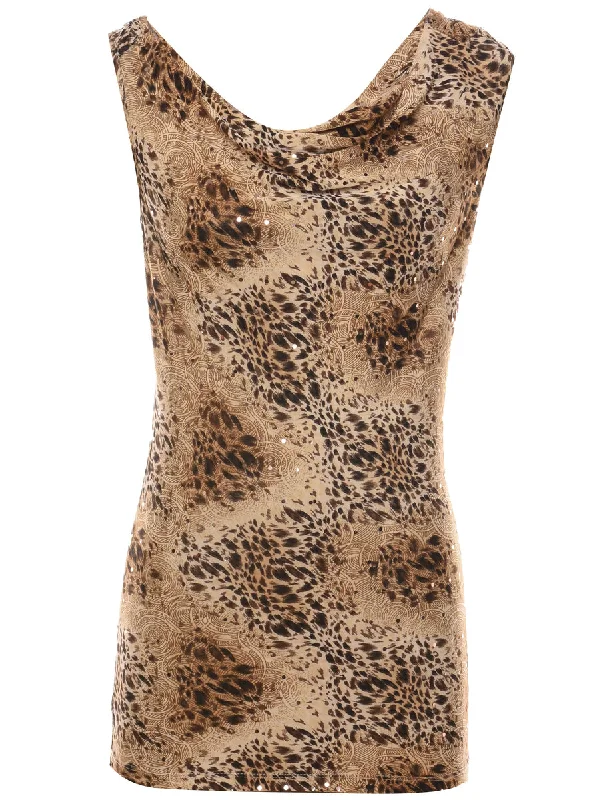 Breezy Comfort Leopard Print Top - M