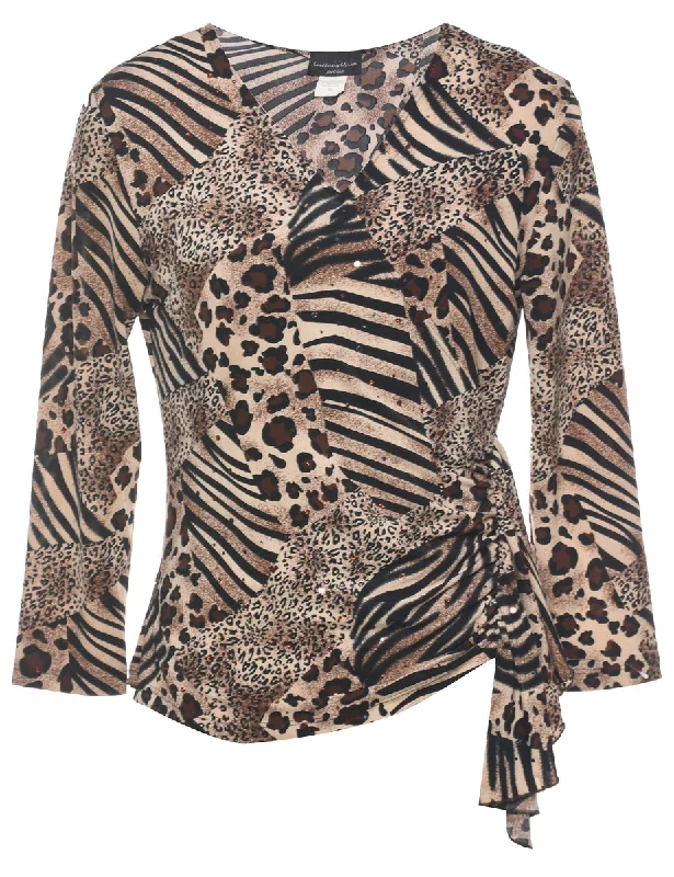 Elegant Fit Leopard Print Top - M