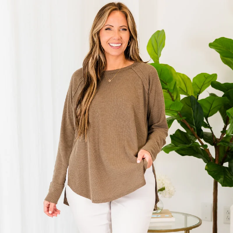 Windbreaker fashion Letting Time Waste Top, Mocha