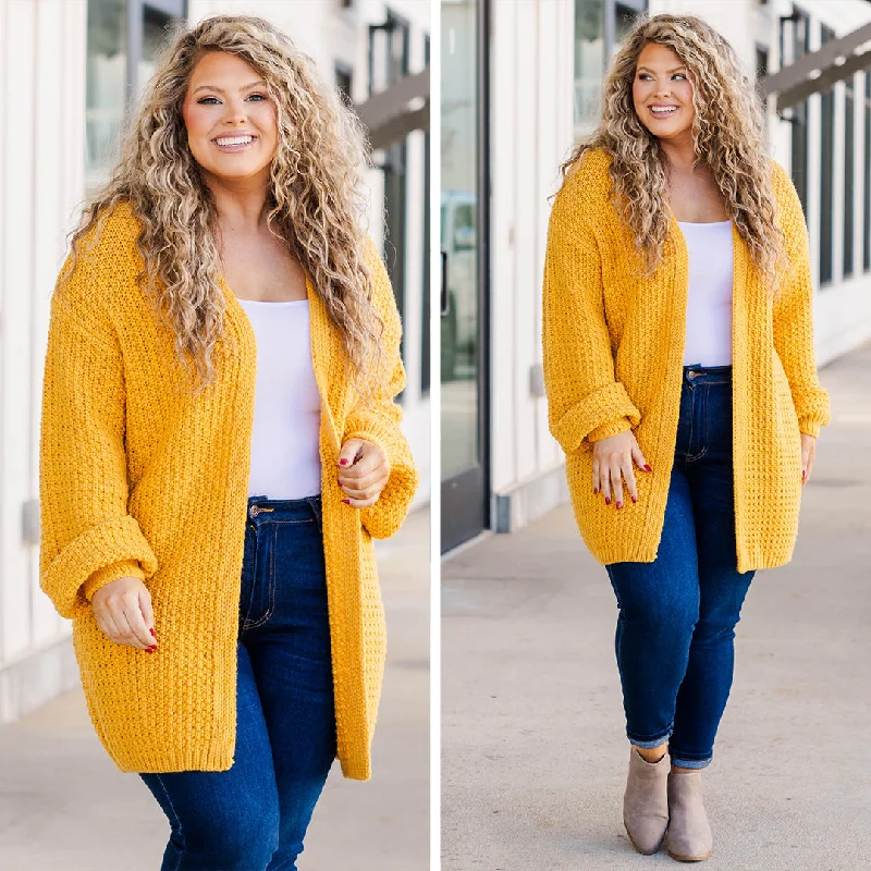 Sports And Leisure Love Quotes Cardigan, Mustard