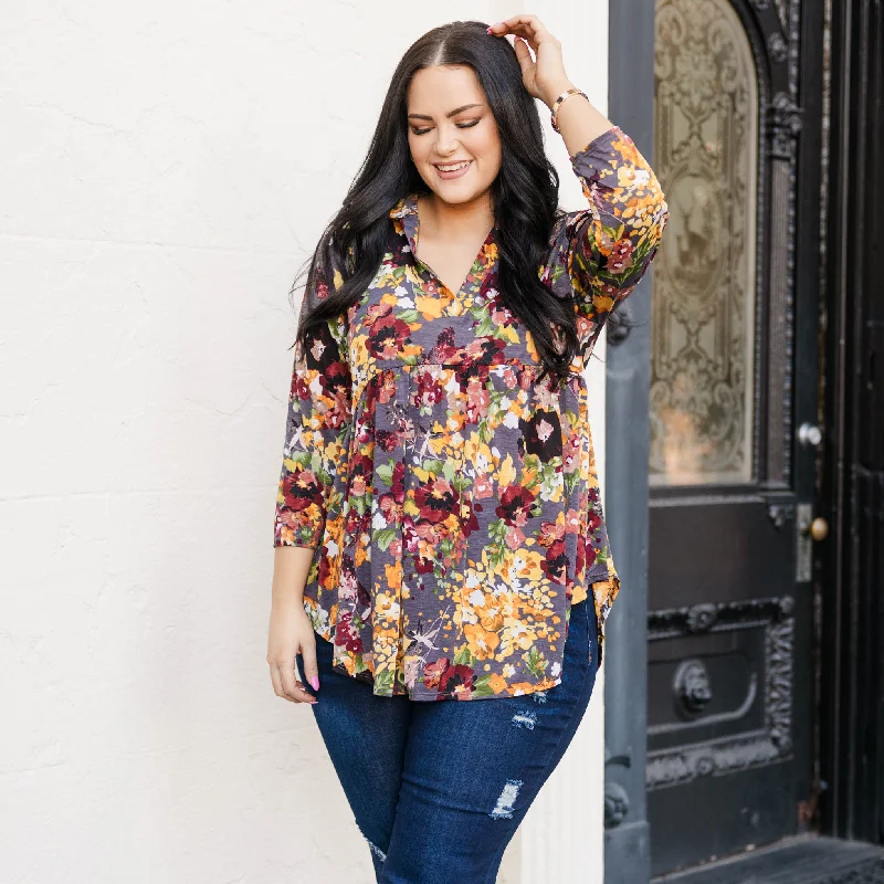 Lazy Style Loving Myself For You Top, Charcoal