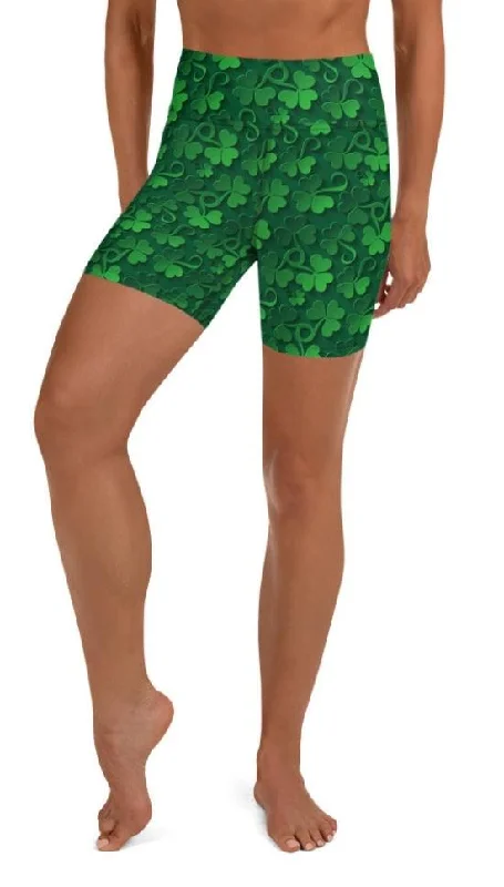 Soft Feel Lucky Shamrock Yoga Shorts
