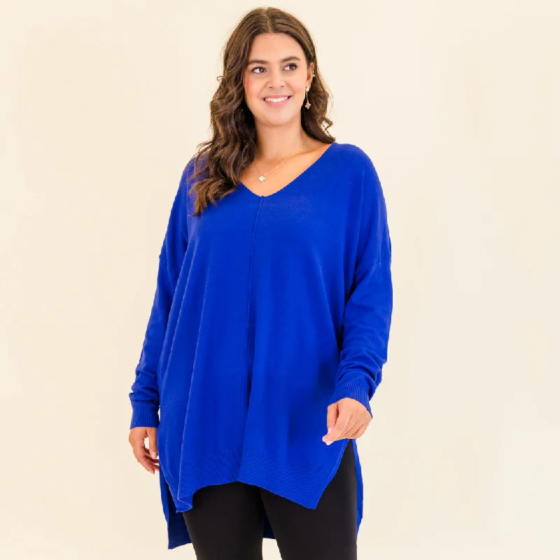 Urban Style Miss Who I Was Sweater, Cobalt Blue