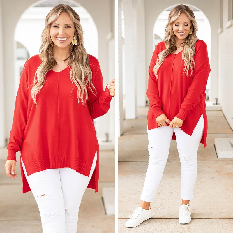 Playful Style Miss Who I Was Sweater, Red