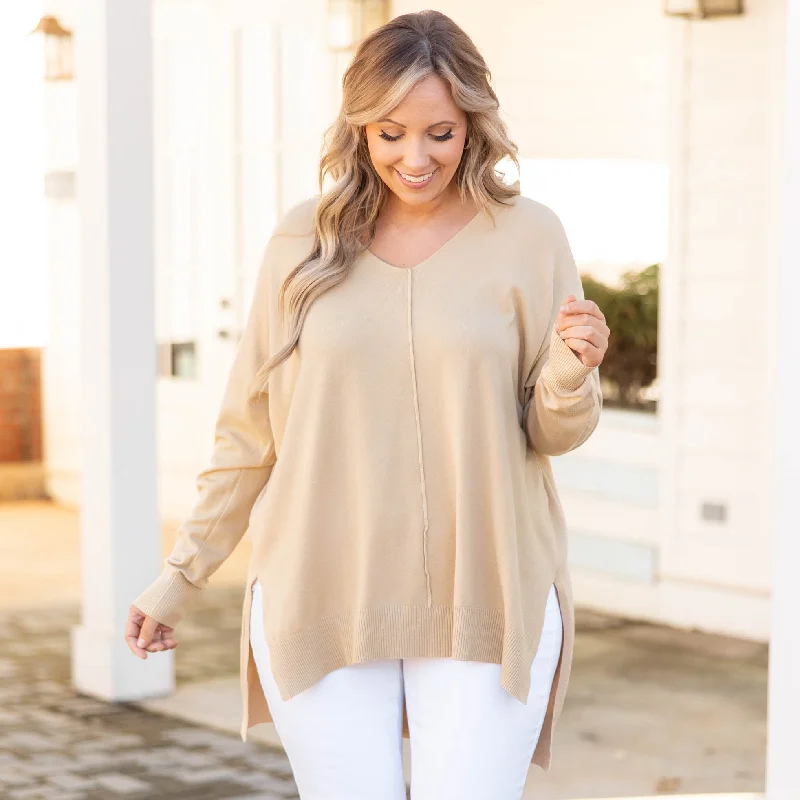Personalized Design Miss Who I Was Sweater, Taupe