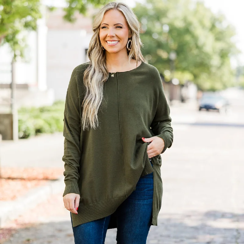 Trendy Items Miss Who You Were Sweater, Dark Olive