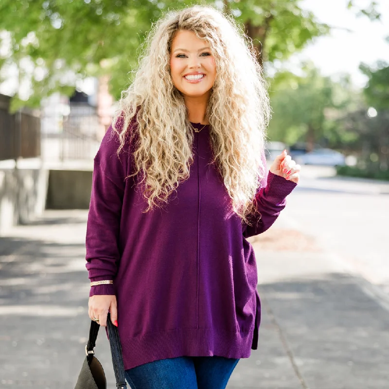 Urban Design Sense Miss Who You Were Sweater, Eggplant