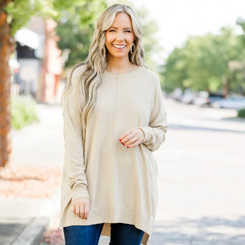 High Street Style Miss Who You Were Sweater, Heather Beige
