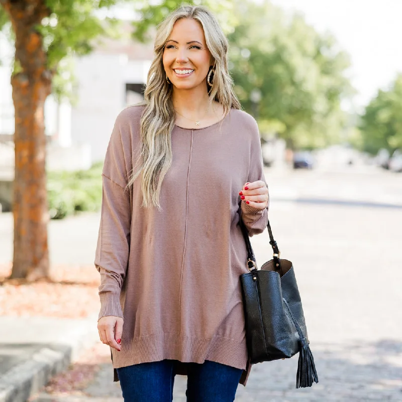 Personalized Design Miss Who You Were Sweater, Mocha