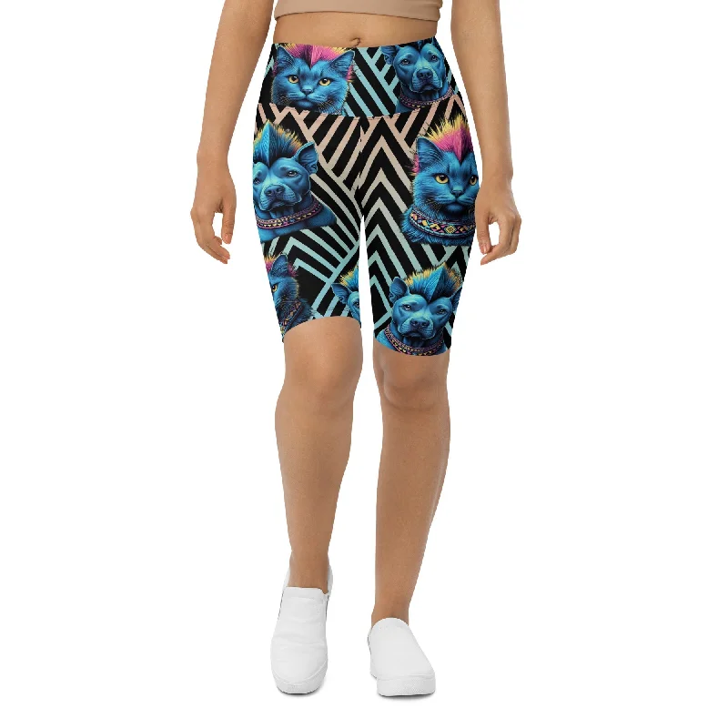Breezy Outfits Mohawk Cats & Dogs Biker Shorts