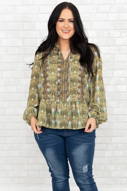 High-end Customization Morning Grace Top, Olive