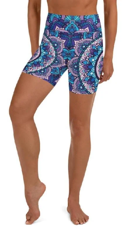 Bright Colors Mosaic Pattern Yoga Shorts