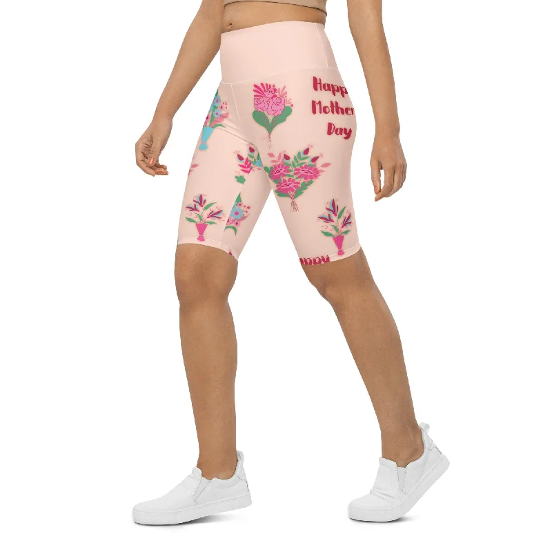 Casual Chic Wear Mother's Day Bouquet Biker Shorts