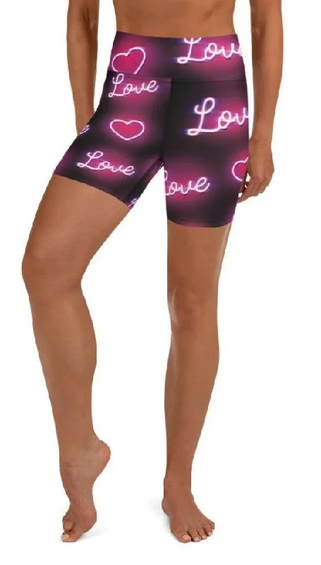 Quality Tailoring Neon Love Yoga Shorts