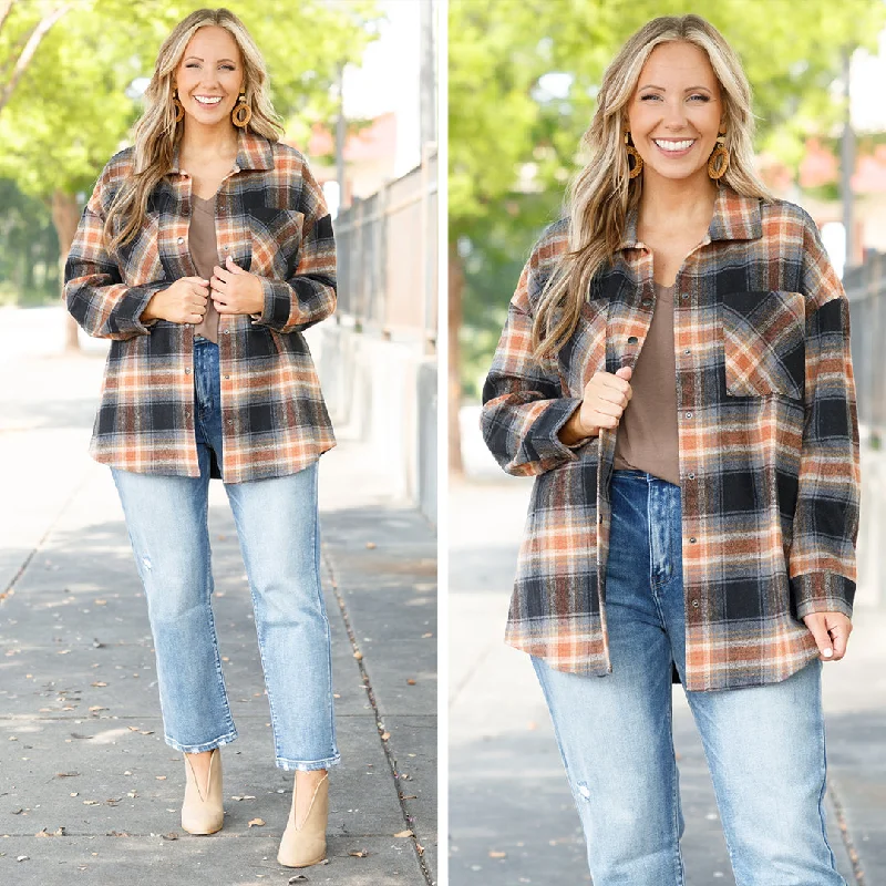 Fashion Expert Not Your Boyfriend's Flannel Shacket, Orange