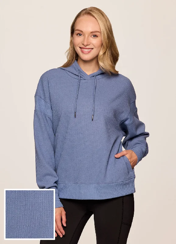 Trendy Items Off Days Relaxed Waffle Knit Hoodie