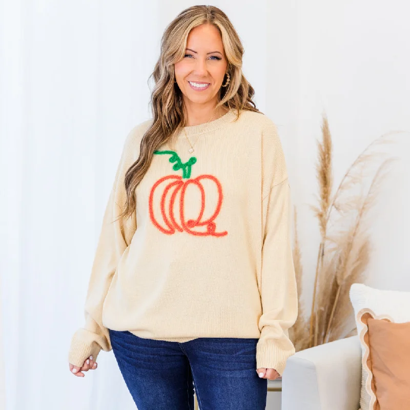 Comfy Layers Oh Pumpkin Sweater, Taupe