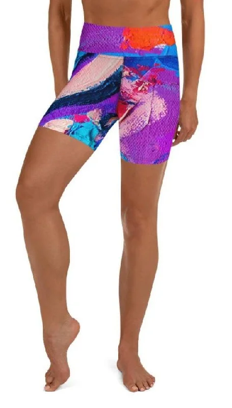 Chic Lounge Oil Painting Canvas Yoga Shorts