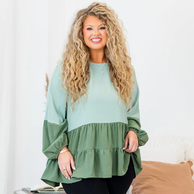 Modern Tailoring One Call Away Top, Sage