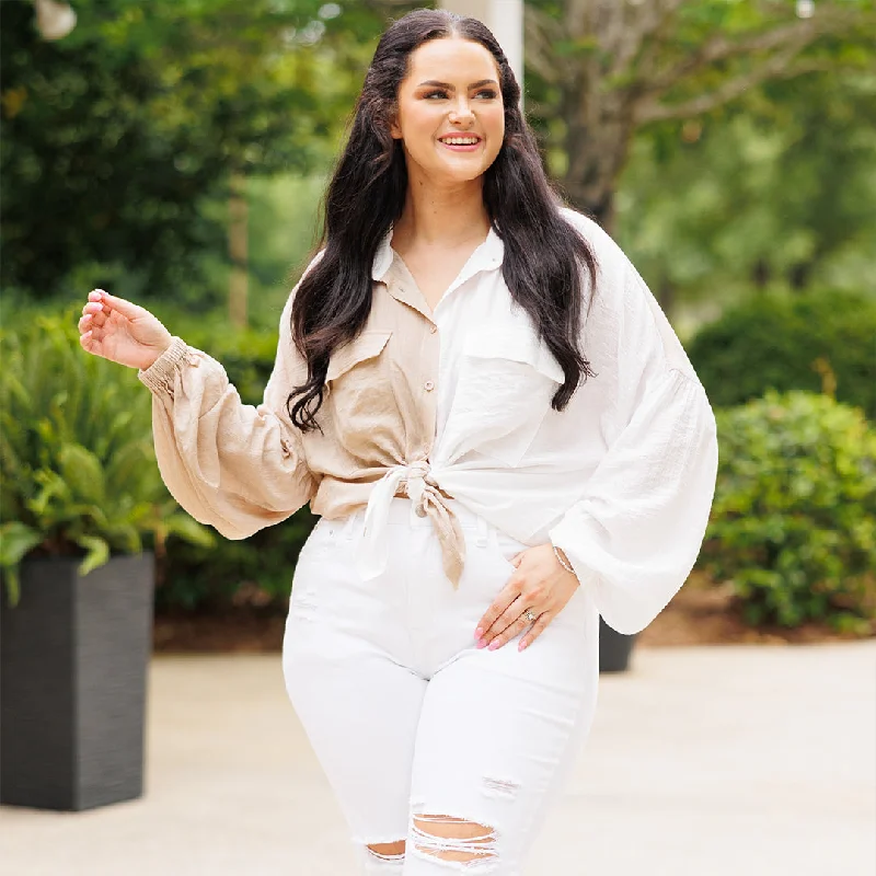 Outdoor Trend One More Time Again Top, White-Taupe