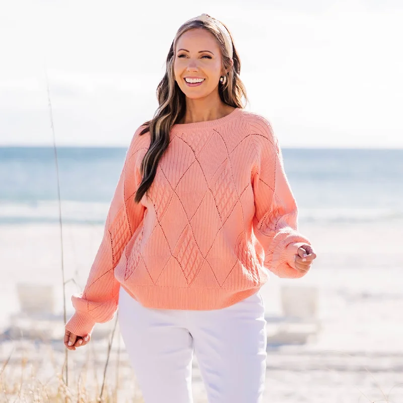 Versatile Comfort Open My Heart Sweater, Peach