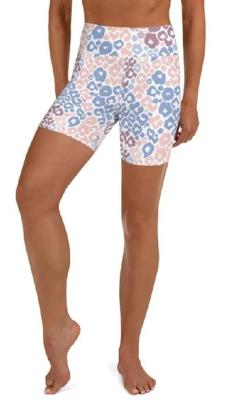 Breathable Comfort Pastel Leopard Print Yoga Shorts