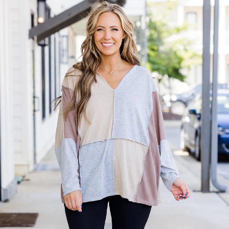 Playful Style Pick Up The Pieces Top, Mocha