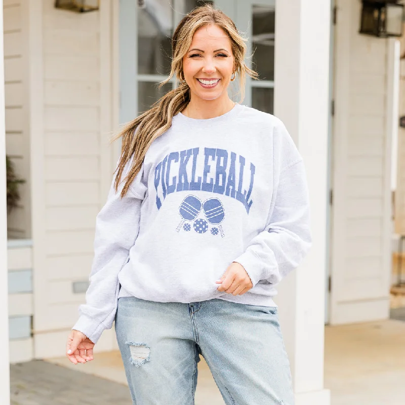Soft And Comfortable Pickleball Star Sweatshirt, Ash