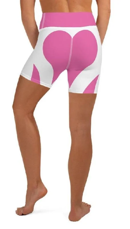 Exquisite Fabrics Pink Heart Shaped Yoga Shorts