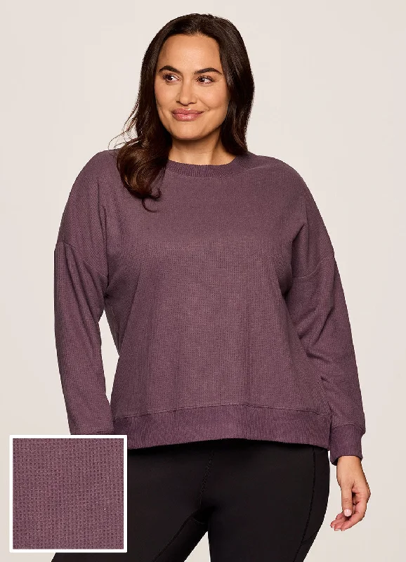 Fashion Must-have Plus Off Days Relaxed Waffle Knit Sweatshirt