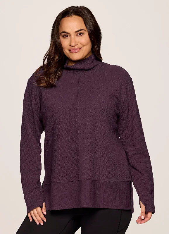 Minimal Comfort Plus Studio Jacquard Mock Neck Pullover