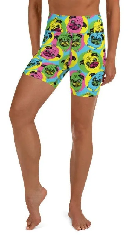 Classic Series Pop Art Pug Yoga Shorts