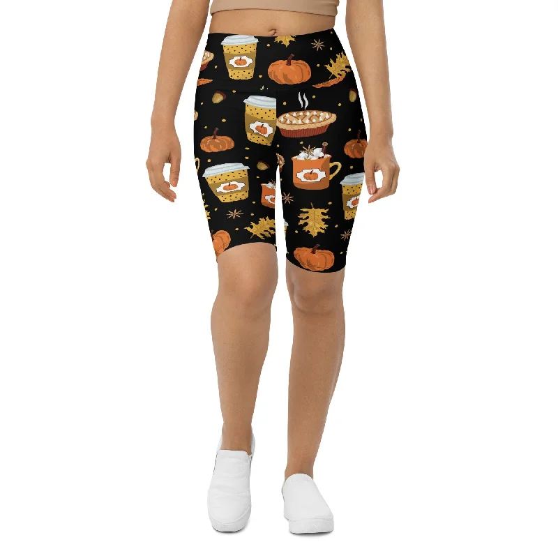 Elegant And Elegant Pumpkin Season Biker Shorts