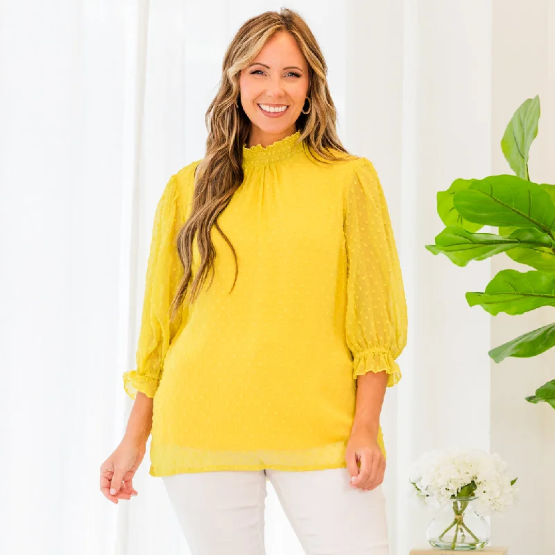 Cozy Apparel Ready For Class Blouse, Mustard