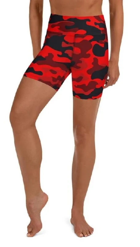 Luxury Customization Red Camo Yoga Shorts