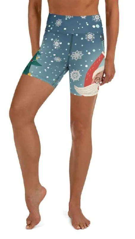 Sports Style Santa Christmas Tree Yoga Shorts