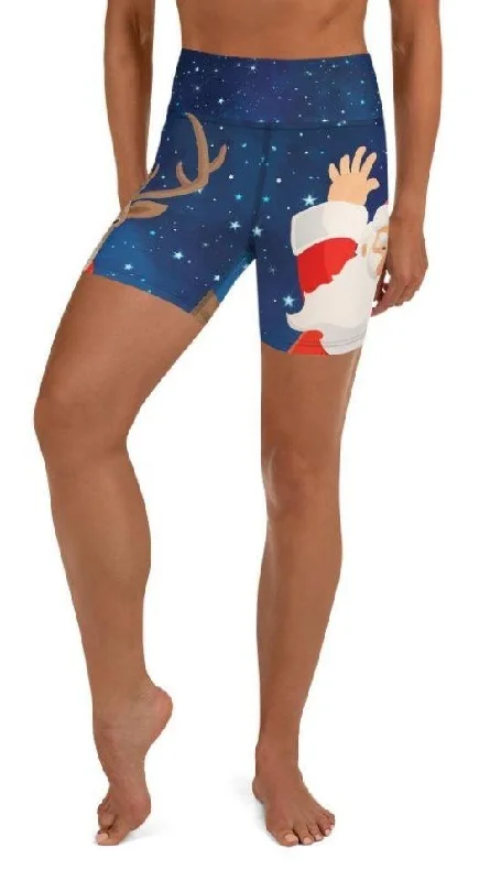 Stylish Ease Santa Yoga Shorts