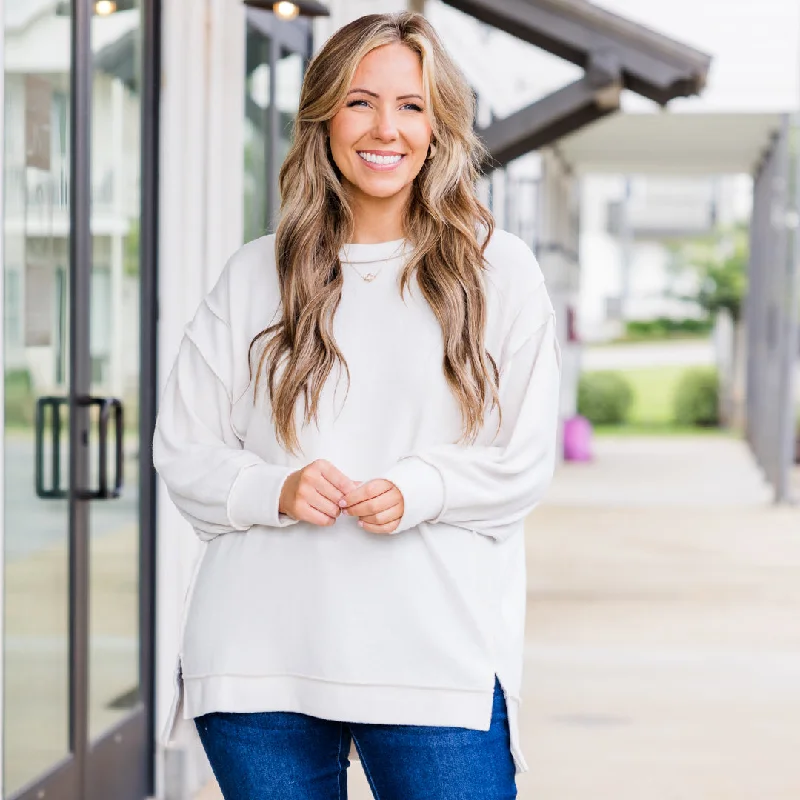 Elegant And Elegant Say Hello Sweater, Sand Beige