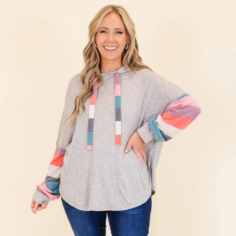 Boutique Recommendation Sherbert Scoop Hoodie, Grey-Teal